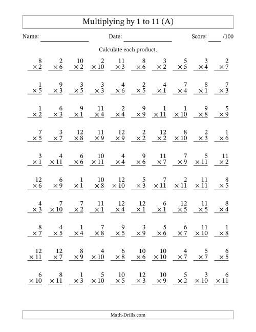 Multiplication Sheets 1 12