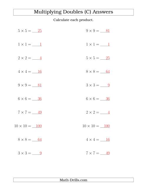 The Multiplying Doubles up to 10 by 10 (C) Math Worksheet Page 2