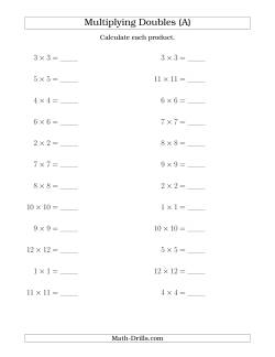 Multiplying Doubles up to 12 by 12