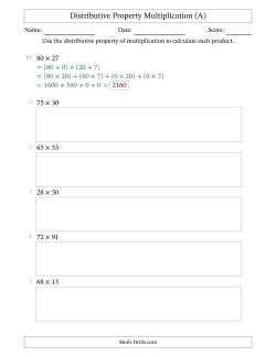 Multiply 2-Digit by 2-Digit Numbers Using the Distributive Property