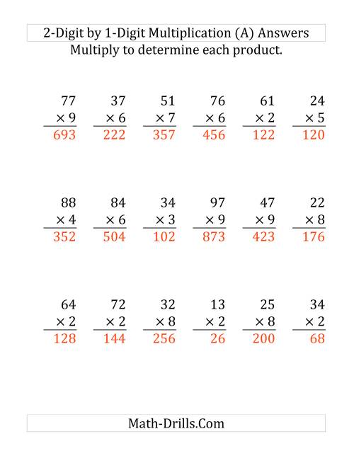 Multiplying A 2-Digit Number By A 1-Digit Number (Large Print) (A)