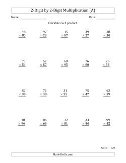 Multiplying 2-Digit by 2-Digit Numbers with Comma-Separated Thousands