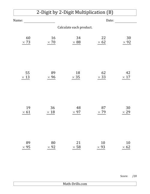 Multiplying 2 Digit By 2 Digit Numbers With Space Separated Thousands B 