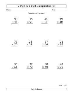 Multiplying a 2-Digit Number by a 2-Digit Number (Large Print and SI ...