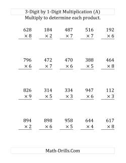 3-Digit by 1-Digit Multiplication