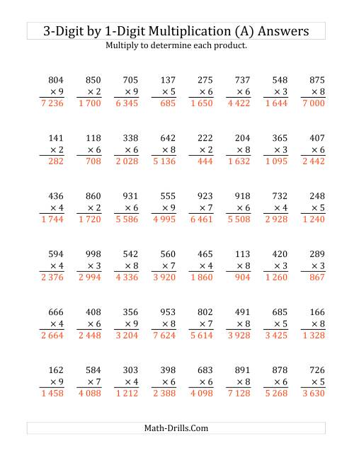 3 digit by 1 digit multiplication si version old