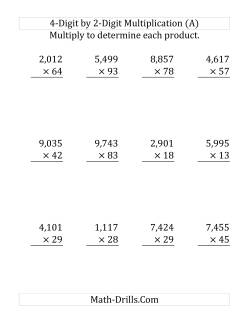 4-Digit by 2-Digit Multiplication