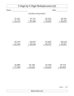 Multiplying 5-Digit by 5-Digit Numbers with Comma-Separated Thousands