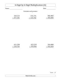 Multiplying 6-Digit by 6-Digit Numbers with Comma-Separated Thousands