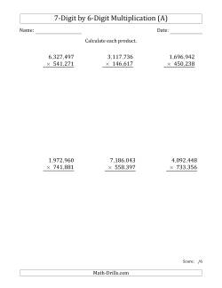 Multiplying 7-Digit by 6-Digit Numbers with Comma-Separated Thousands