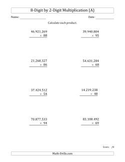 Multiplying 8-Digit by 2-Digit Numbers with Comma-Separated Thousands