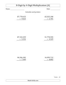 Multiplying 8-Digit by 4-Digit Numbers with Comma-Separated Thousands