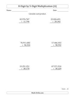 Multiplying 8-Digit by 5-Digit Numbers with Comma-Separated Thousands