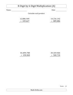 Multiplying 8-Digit by 6-Digit Numbers with Comma-Separated Thousands