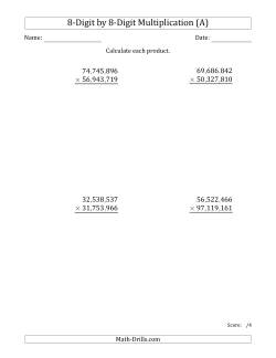 Multiplying 8-Digit by 8-Digit Numbers with Comma-Separated Thousands