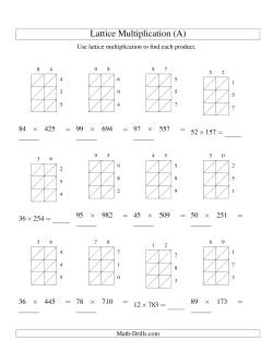 2-Digit by 3-Digit Lattice Multiplication