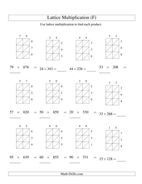 Lattice Multiplication Worksheets 2 By 2