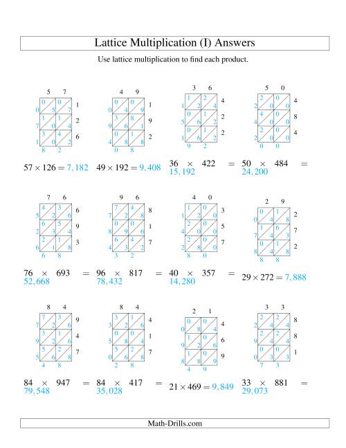 2 digit by 3 digit lattice multiplication i