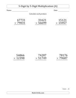 Multiplying 5-Digit by 5-Digit Numbers (Large Print)