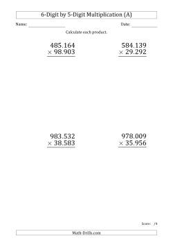 Multiplying 6-Digit by 5-Digit Numbers (Large Print) with Period-Separated Thousands
