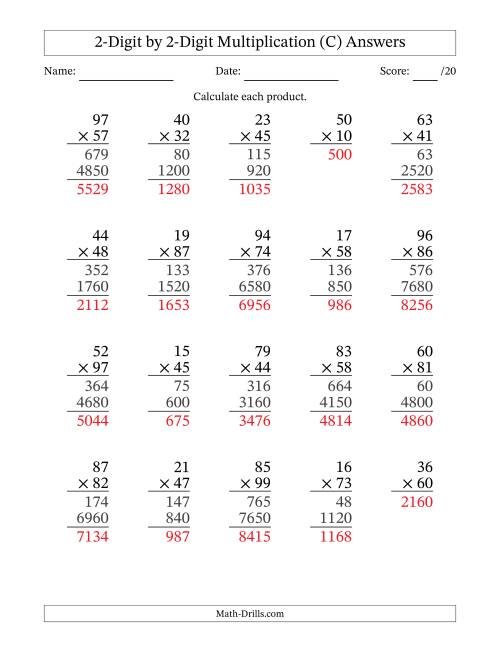 The Multiplying 2-Digit by 2-Digit Numbers (C) Math Worksheet Page 2