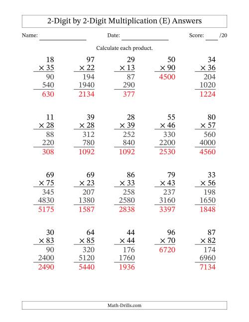 The Multiplying 2-Digit by 2-Digit Numbers (E) Math Worksheet Page 2