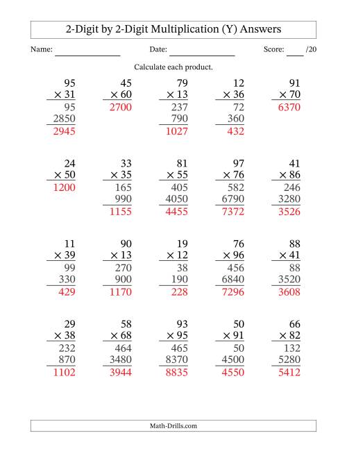 Multiplying 2 Digit By 2 Digit Numbers Y 