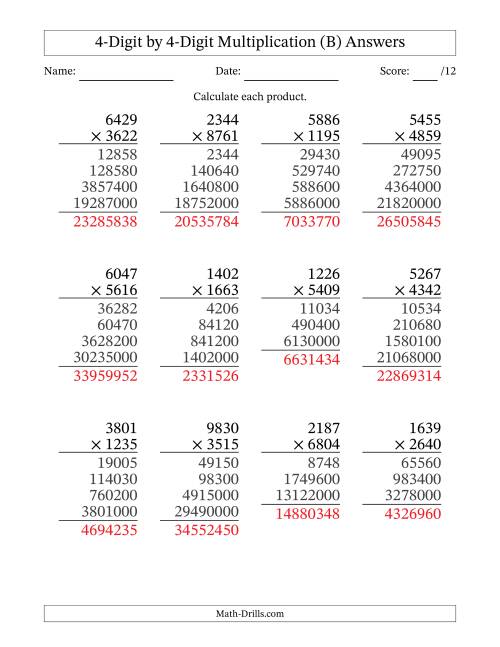 multiplying 4 digit by 4 digit numbers b