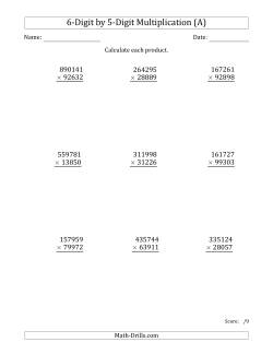 Multiplying 6-Digit by 5-Digit Numbers