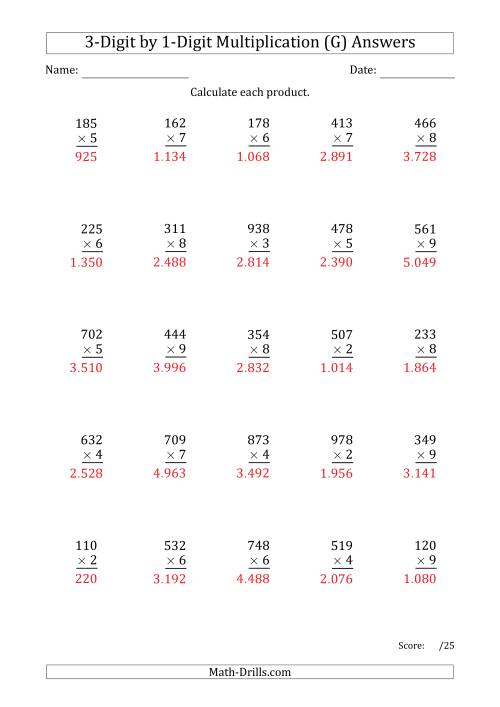 multiplying 3 digit by 1 digit numbers with period