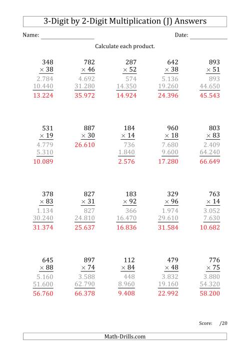 multiplying 3 digit by 2 digit numbers with period separated thousands j