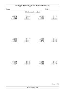 Multiplying 4-Digit by 4-Digit Numbers with Period-Separated Thousands