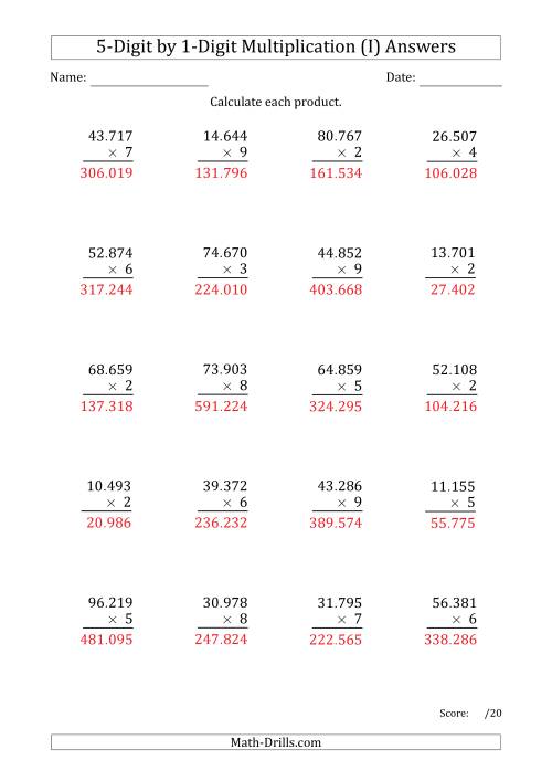 multiplying 5 digit by 1 digit numbers with period