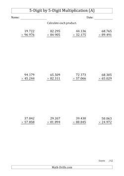 Multiplying 5-Digit by 5-Digit Numbers with Period-Separated Thousands