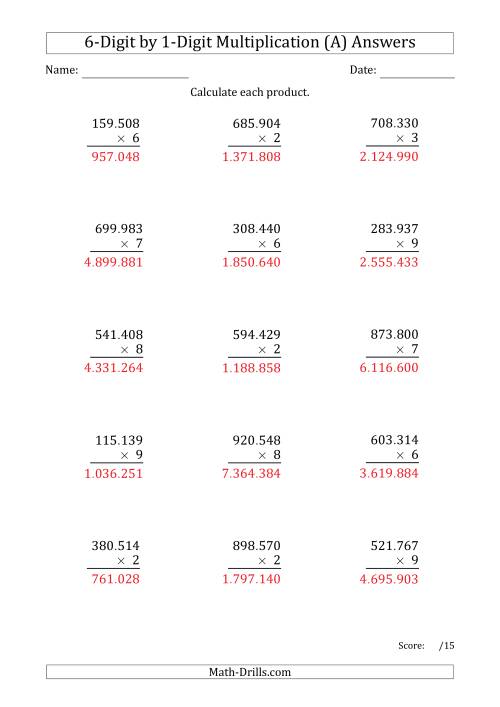 multiplying 6 digit by 1 digit numbers with period