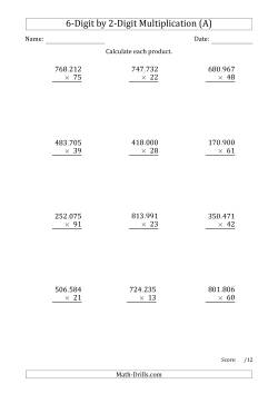 Multiplying 6-Digit by 2-Digit Numbers with Period-Separated Thousands