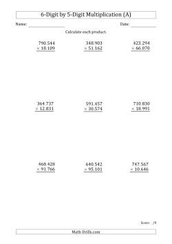 Multiplying 6-Digit by 5-Digit Numbers with Period-Separated Thousands