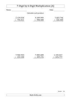 Multiplying 7-Digit by 6-Digit Numbers with Period-Separated Thousands