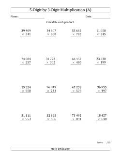 Multiplying 5-Digit by 3-Digit Numbers with Space-Separated Thousands