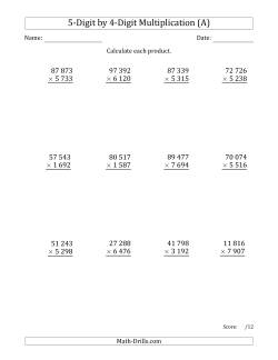 Multiplying 5-Digit by 4-Digit Numbers with Space-Separated Thousands