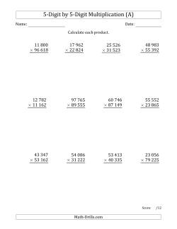 Multiplying 5-Digit by 5-Digit Numbers with Space-Separated Thousands