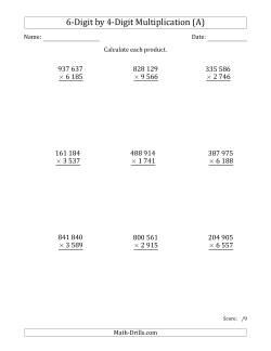 Multiplying 6-Digit by 4-Digit Numbers with Space-Separated Thousands