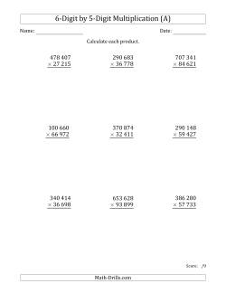 Multiplying 6-Digit by 5-Digit Numbers with Space-Separated Thousands