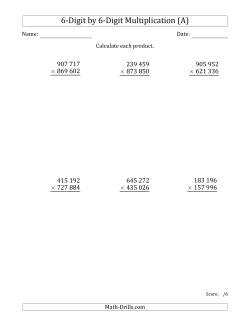 Multiplying 6-Digit by 6-Digit Numbers with Space-Separated Thousands