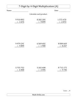 Multiplying 7-Digit by 4-Digit Numbers with Space-Separated Thousands