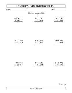 Multiplying 7-Digit by 5-Digit Numbers with Space-Separated Thousands