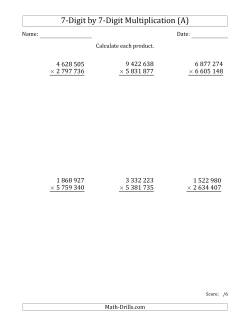 Multiplying 7-Digit by 7-Digit Numbers with Space-Separated Thousands