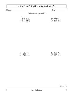 Multiplying 8-Digit by 7-Digit Numbers with Space-Separated Thousands