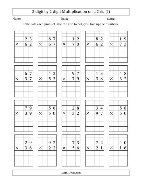 2-Digit by 2-Digit Multiplication with Grid Support (I)