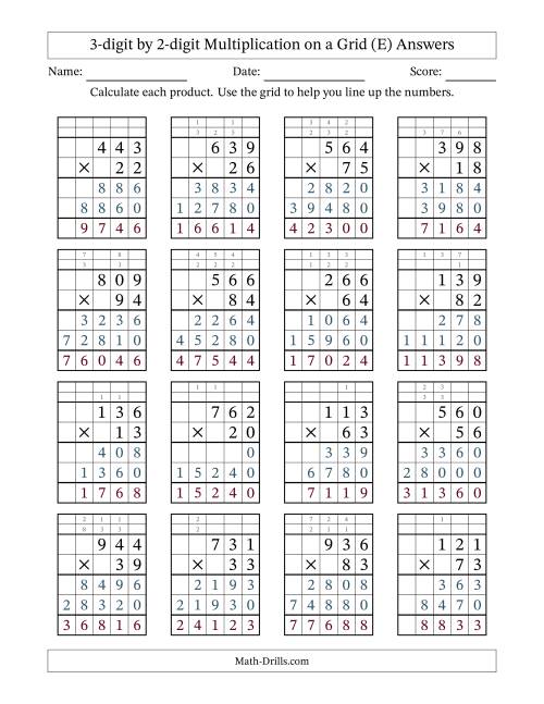 3 digit by 3 digit multiplication with grid support including